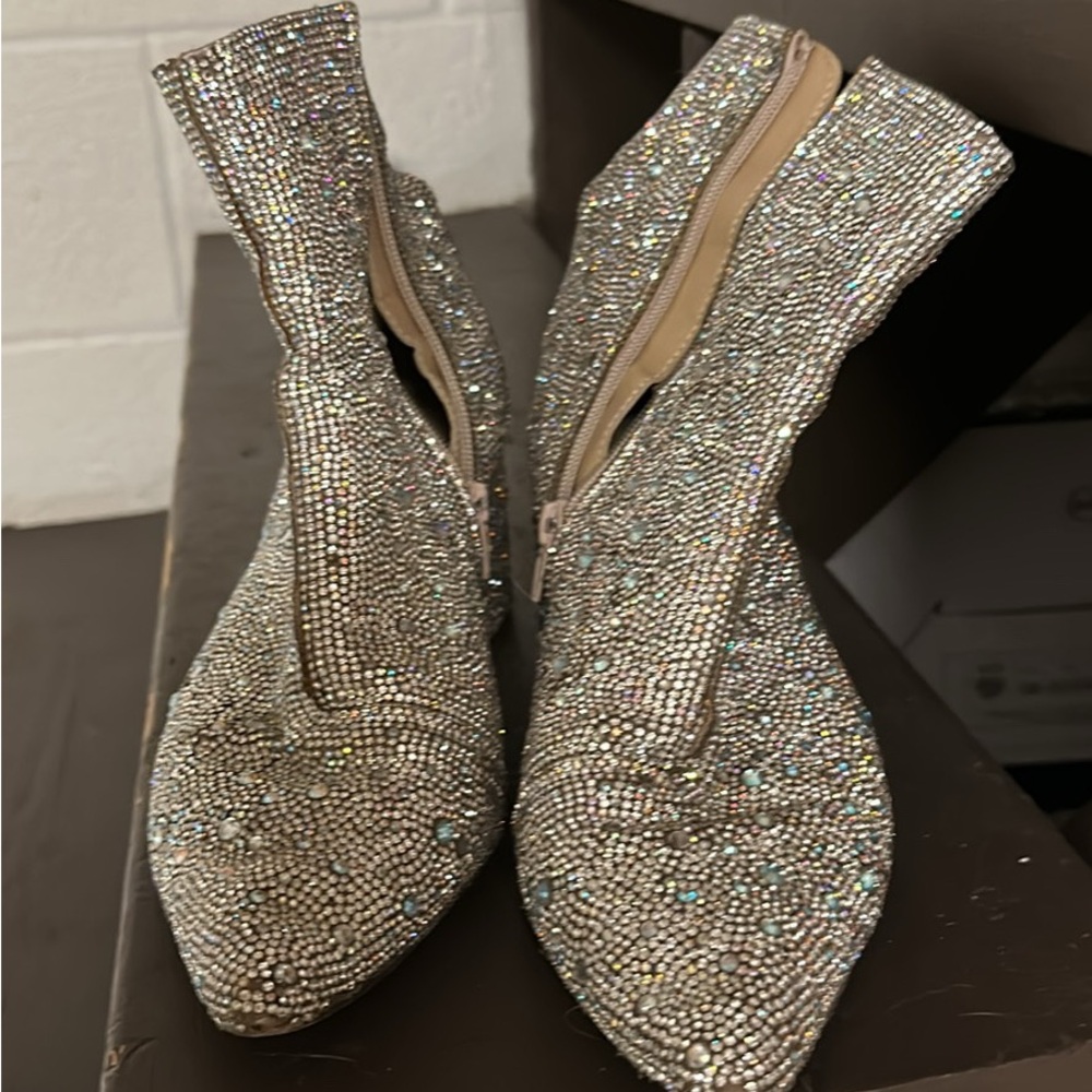 Betsey Johnson Glittering Silver Heeled Boots